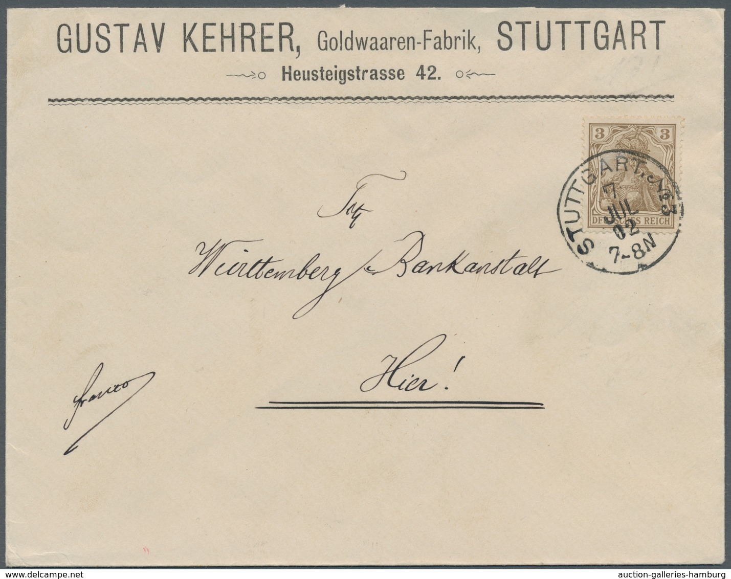 Deutsches Reich - Germania: 1902, Germania 3 Pfennig Mit Plattenfehler "DFUTSCHES REICH" Als Seltene - Otros & Sin Clasificación