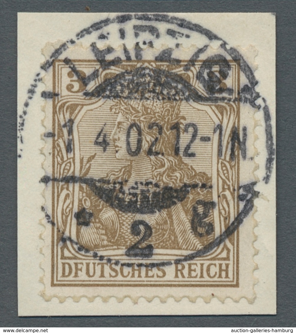 Deutsches Reich - Germania: 1902, "3 Pfg. Germania Ohne WZ. Mit PLF I", Einmal Auf Briefstück Und Ei - Otros & Sin Clasificación