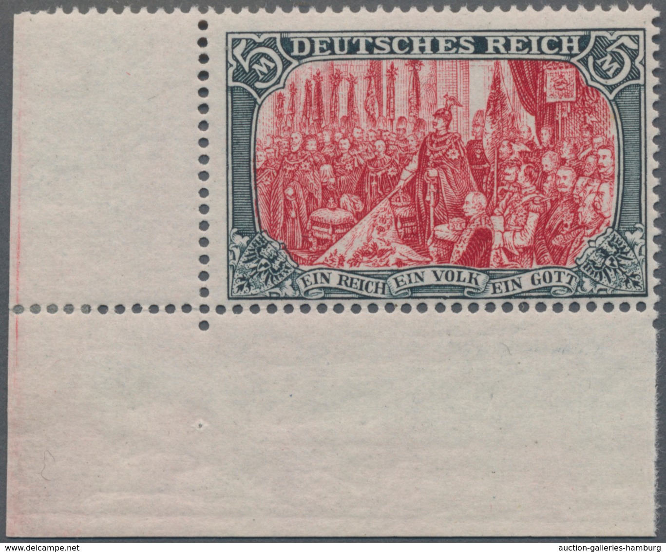 Deutsches Reich - Germania: 1902, 5 Mk Ohne Wasserzeichen In Der A-Farbe Und Zähnung A, Postfrisches - Autres & Non Classés