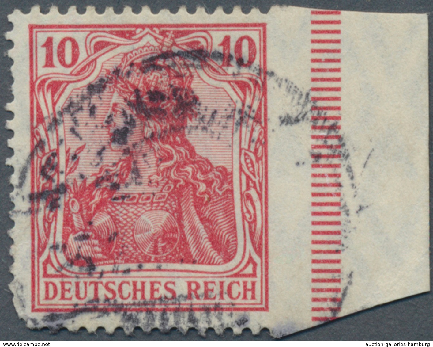 Deutsches Reich - Germania: 1905, 10 Pfg. Germania Im Friedensdruck Dunkelkarminrot, Lilabraun Quarz - Autres & Non Classés