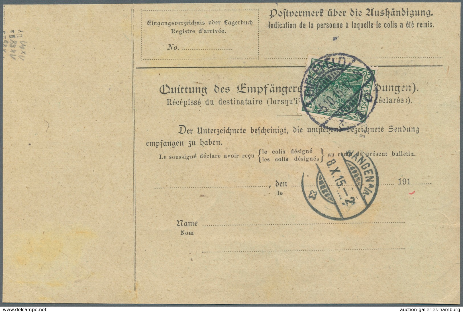 Deutsches Reich - Germania: 1915, 5.10., Germania 25 Pf Metallisch Glänzend, 50 Pf U. Rs 5 Pf Auf Au - Autres & Non Classés