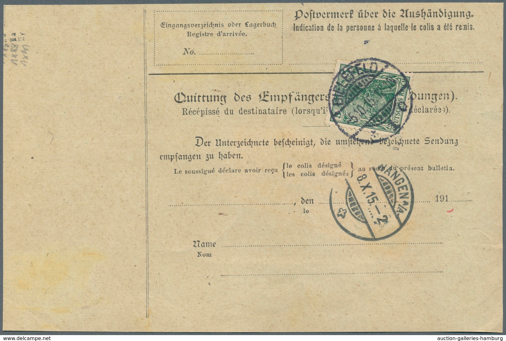 Deutsches Reich - Germania: 1915, 5.10., Germania 25 Pf Metallisch Glänzend, 50 Pf U. Rs 5 Pf Auf Au - Andere & Zonder Classificatie