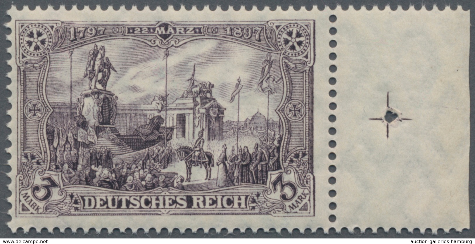 Deutsches Reich - Germania: 1911, Freimarke 3 M. Friedensdruck, Ungefaltetes Postfrisches Luxusstück - Autres & Non Classés