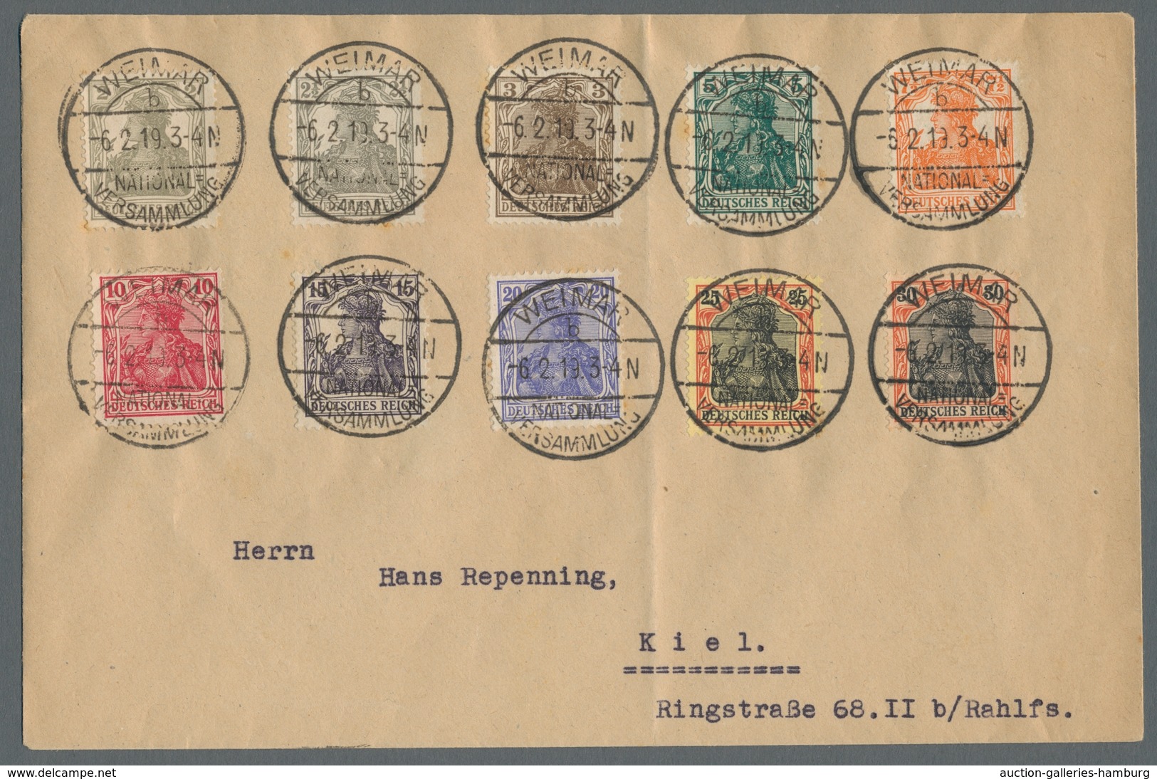 Deutsches Reich - Inflation: 1919, "Nationalversammlung", Offizieller Gelegenheitsstempel Zur Verans - Cartas & Documentos