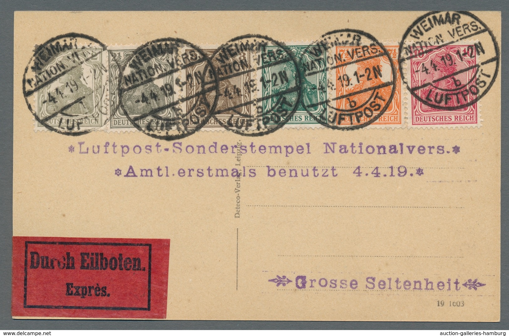 Deutsches Reich - Inflation: 1919, "Nationalversammlung", Offizieller Gelegenheitsstempel Zur Verans - Covers & Documents