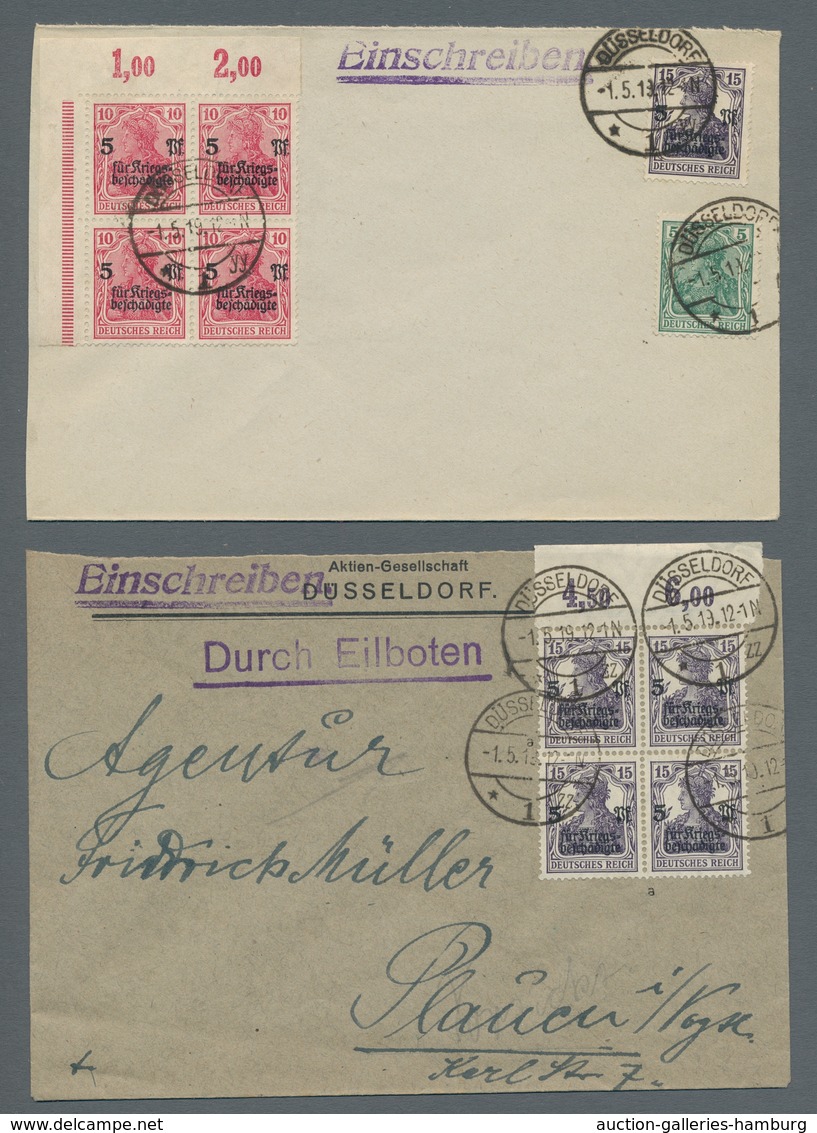 Deutsches Reich - Inflation: 1919, "Kriegsbeschädigte", Kleine Zusammenstellung Von Vier Ersttagsbel - Lettres & Documents