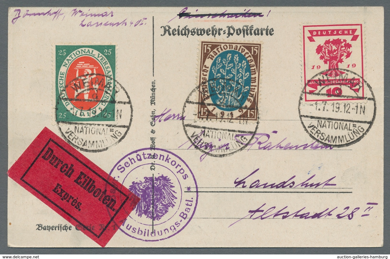 Deutsches Reich - Inflation: 1919, "10 Bis 25 Pfg. Nationalversammlung", Sauber Mit Ersttagsstempel - Lettres & Documents