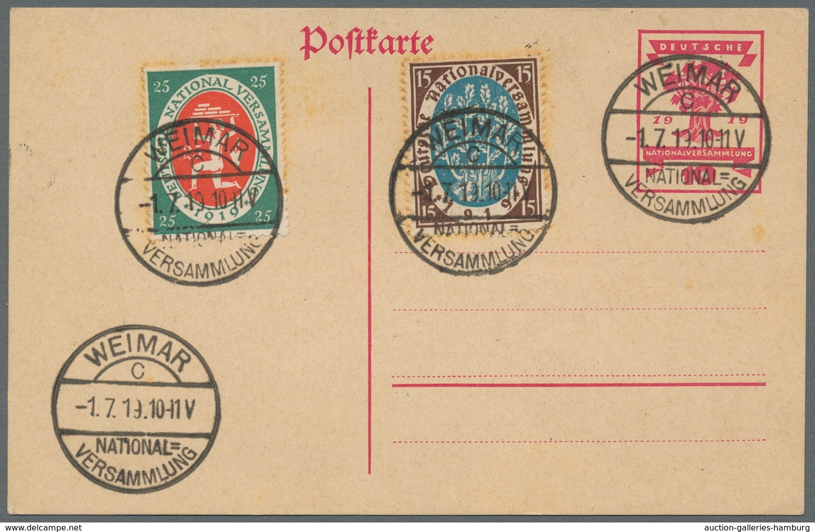 Deutsches Reich - Inflation: 1919 Nationalversammlung Fünf Mal Auf FDC, Dabei 2 Farbige Bildkarten. - Cartas & Documentos