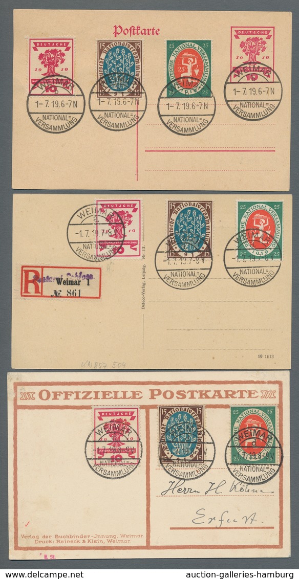 Deutsches Reich - Inflation: 1919, "10 Bis 25 Pfg. Nationalversammlung", Kleine Zusammenstellung Von - Briefe U. Dokumente