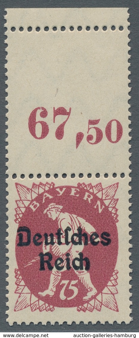 Deutsches Reich - Inflation: 1920, Bayern-Abschied 75 Pfennig Postfrisch Vom Platten-Oberrand Type I - Briefe U. Dokumente