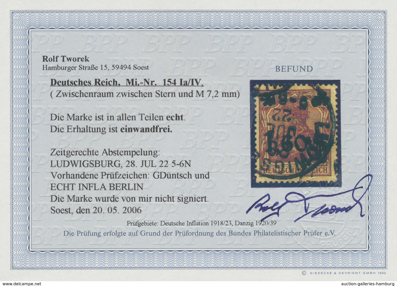 Deutsches Reich - Inflation: 1921, 1,60 M Orangebraun (Zwischenraum Zwischen Stern Und M 7,2 Mm) Sau - Lettres & Documents