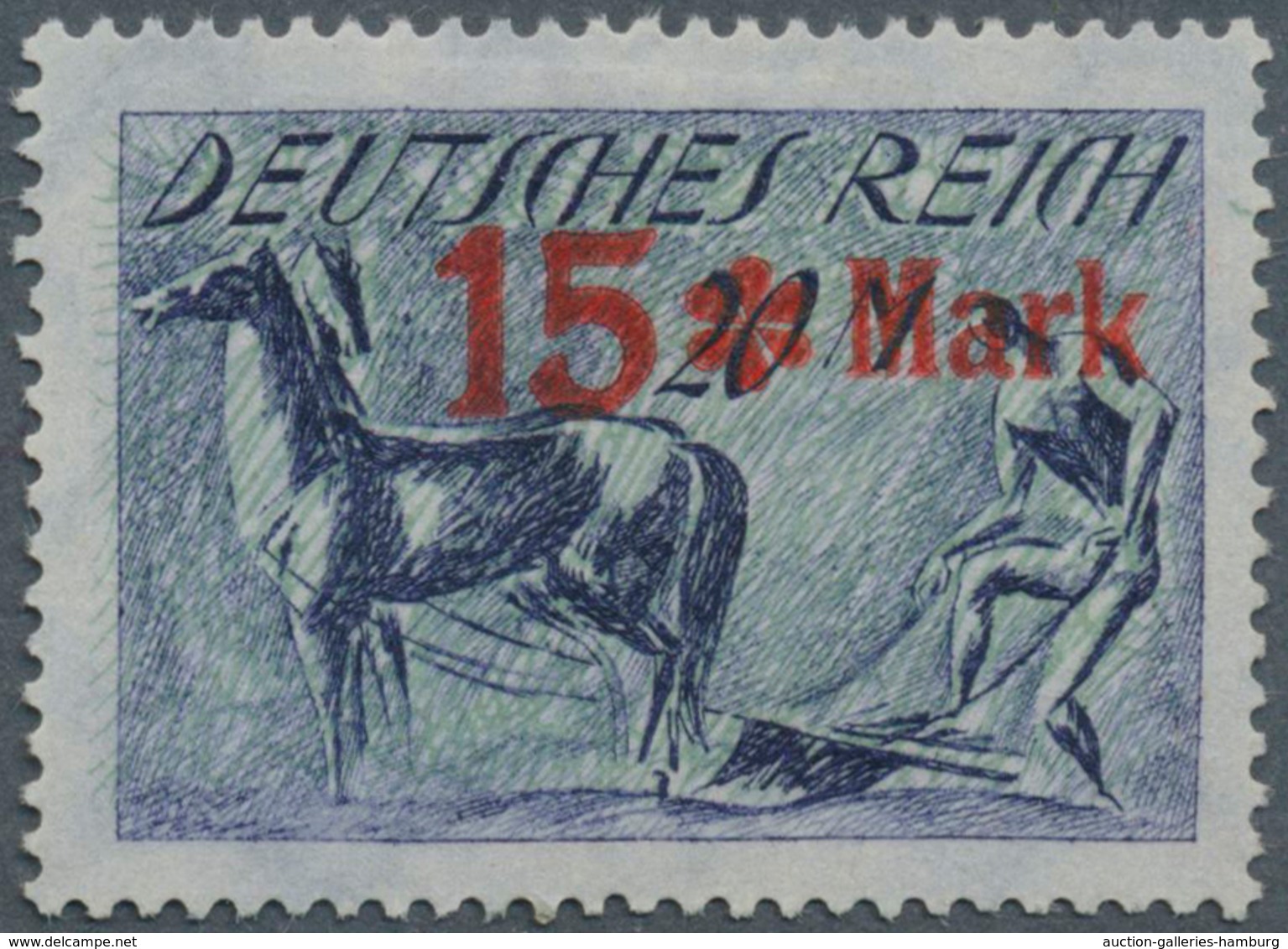 Deutsches Reich - Inflation: 1922: '15 * Mark' - Roter Aufdruck Auf 20 Mk. Pflüger, Aufdruck-Essay E - Covers & Documents