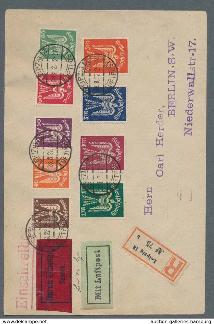 Deutsches Reich - Inflation: 1922, "Holztaube I", Drei Komplette Sätze Auf Drei Flug-Eil-R-Briefen I - Brieven En Documenten