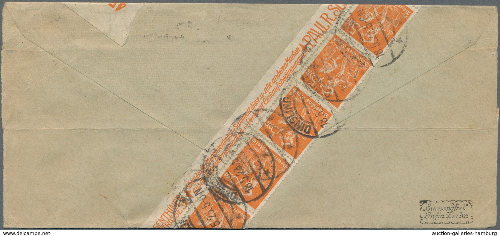 Deutsches Reich - Inflation: 1923, 5 M Dkl'orange Arbeiter, 12 Stück Incl. Senkrechtem 10er-Streifen - Covers & Documents