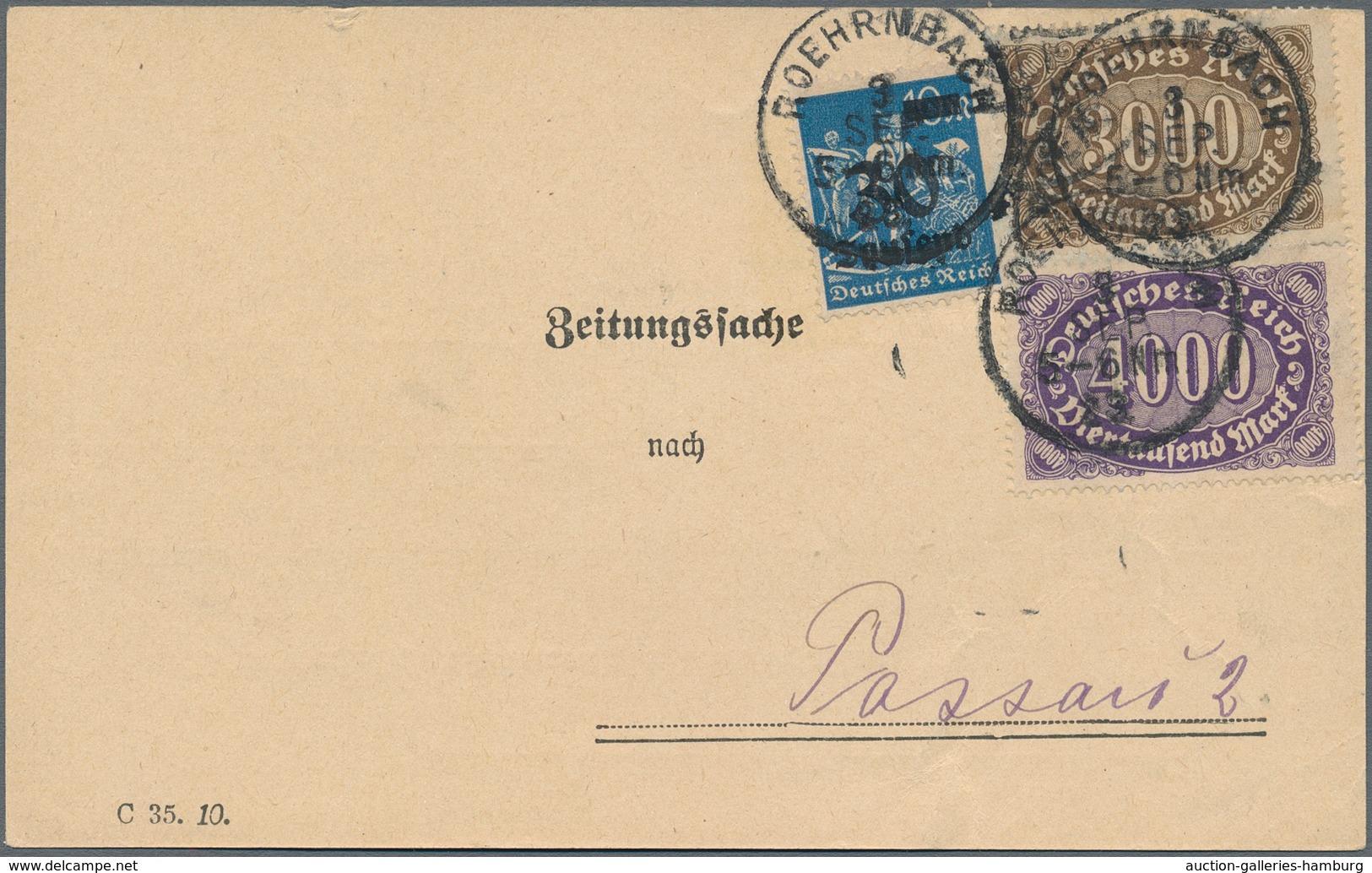 Deutsches Reich - Inflation: 1923, 30 Tsd. Auf 10 M. Ultramarin MiF Als Spezielle Portostufe Mit 37. - Lettres & Documents