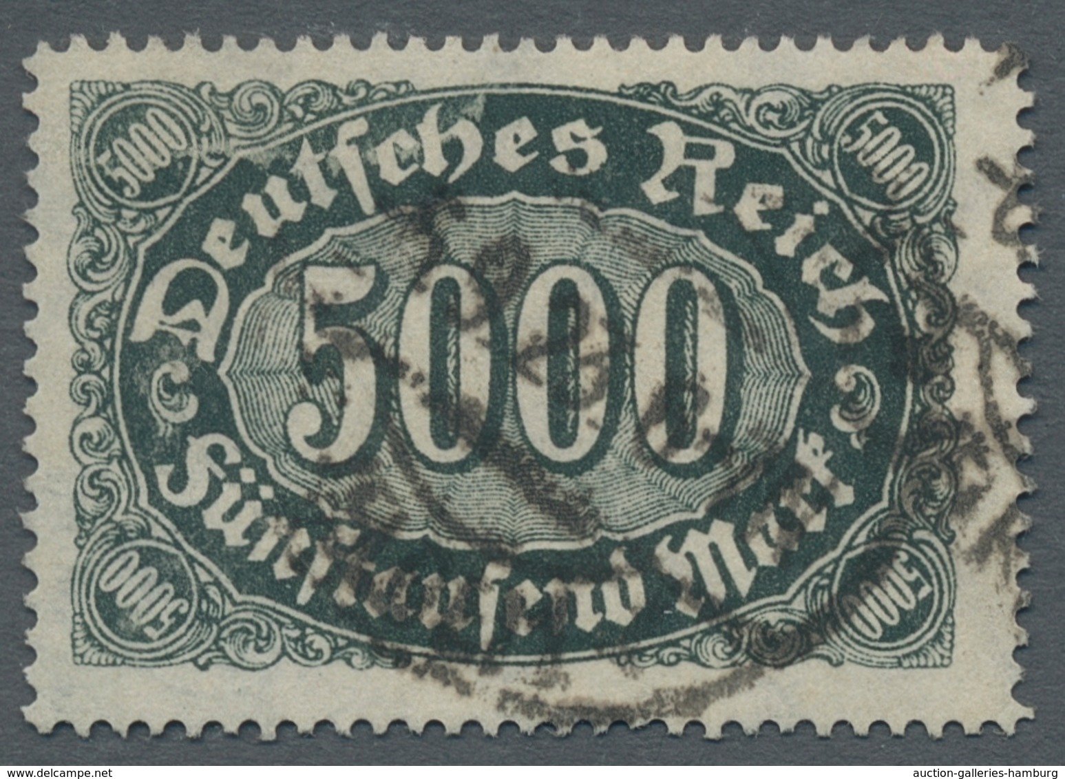 Deutsches Reich - Inflation: 1923, Queroffset 5000 Mark Schwarzgrün Gestempelt Geprüft Oechsner BPP, - Briefe U. Dokumente