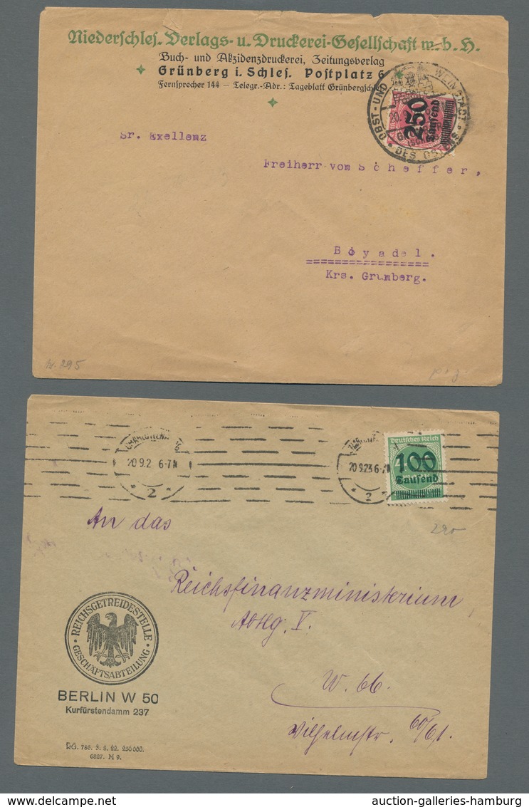 Deutsches Reich - Inflation: 1923, "Aufdruckwerte", Insgesamt Zwölf Ersttagsbriefe Bzw. -karten Sowi - Briefe U. Dokumente