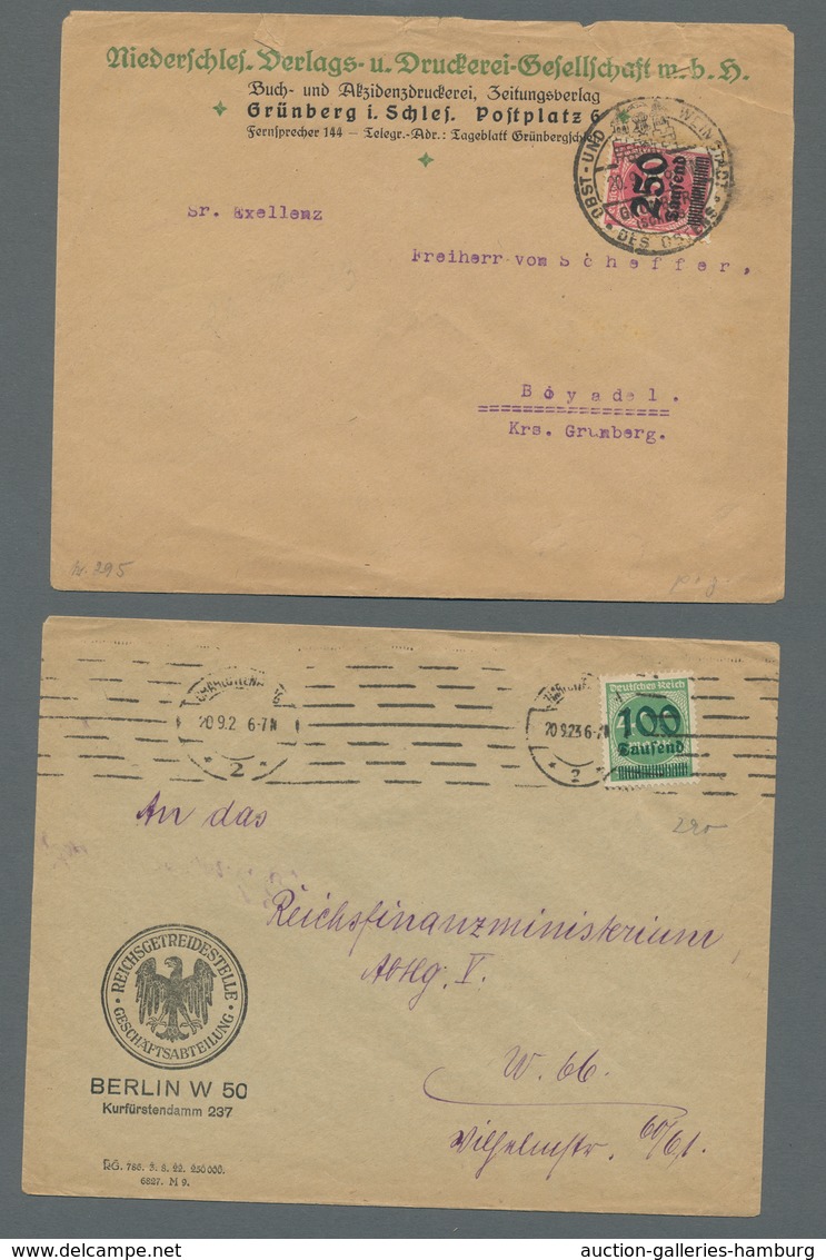 Deutsches Reich - Inflation: 1923, "Aufdruckwerte", Insgesamt Zwölf Ersttagsbriefe Bzw. -karten Sowi - Brieven En Documenten