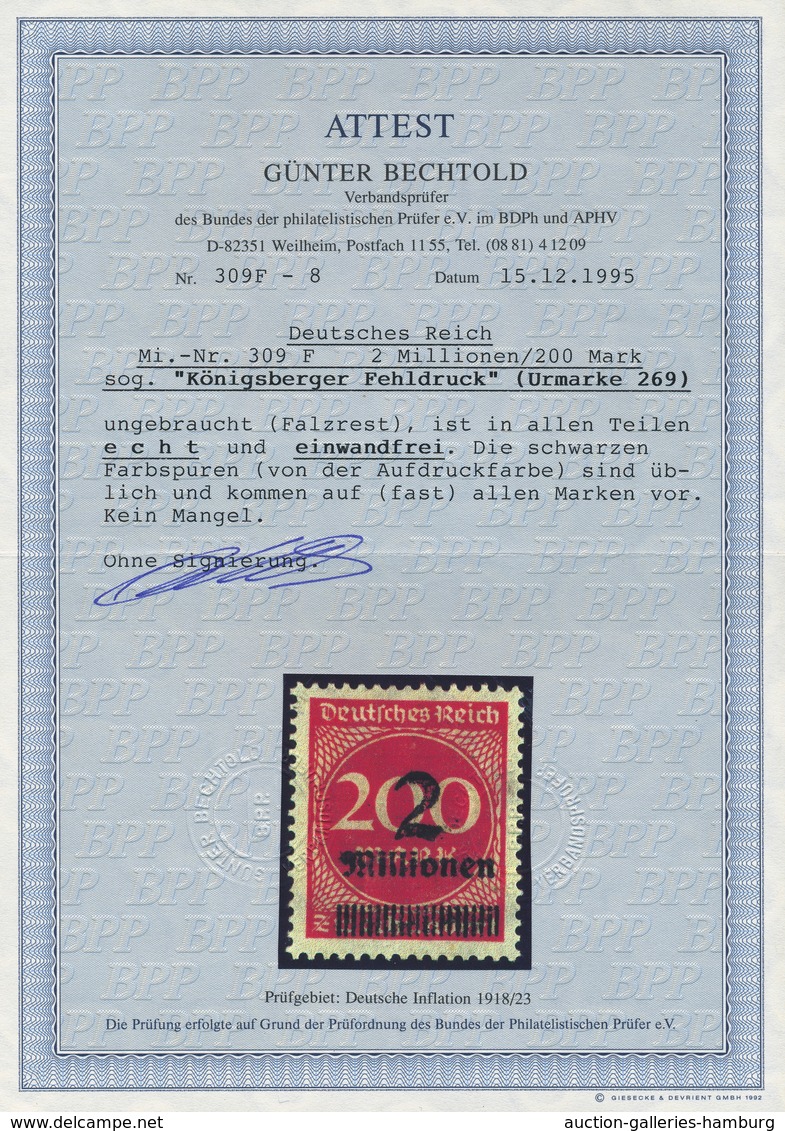Deutsches Reich - Inflation: 1923, 2 Mio Auf 200 Mk Lilarot "Königsberg Fehldruck", Ungebraucht Mit - Covers & Documents