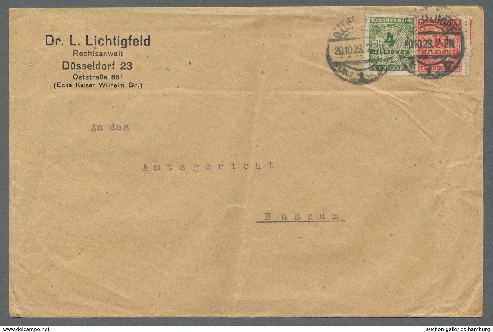 Deutsches Reich - Inflation: 1923, "Korbdeckelmuster", Zusammenstellung Von Ersttagsbriefen In Guter - Briefe U. Dokumente
