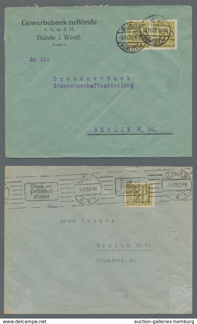 Deutsches Reich - Inflation: 1923, "Korbdeckelmuster", Zusammenstellung von Ersttagsbriefen in guter