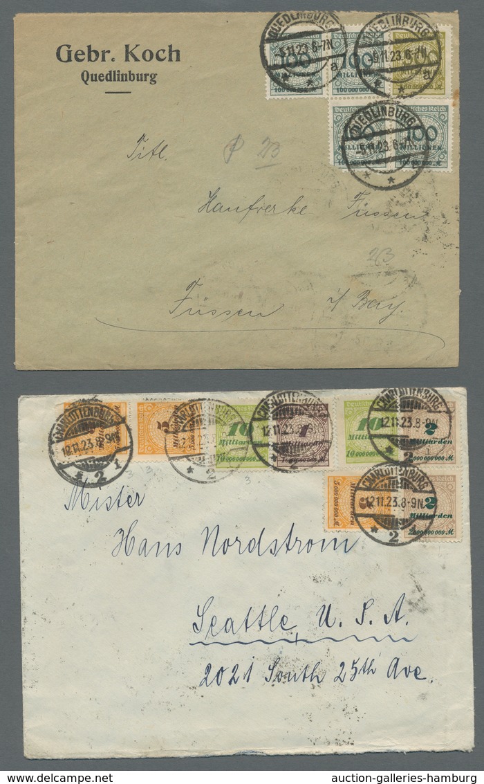 Deutsches Reich - Inflation: 1923, "Korbdeckelmuster", Fünf Bedarfs-Ersttagsbriefe In Guter Erhaltun - Storia Postale