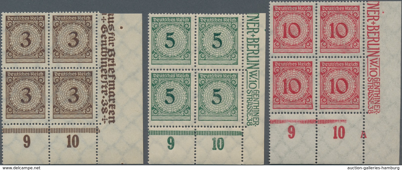 Deutsches Reich - Weimar: 1923, Freimarken Rentenpfennige 3 Pf Bis 100 Pf Im Luxus-Vierblocksatz, Ei - Unused Stamps