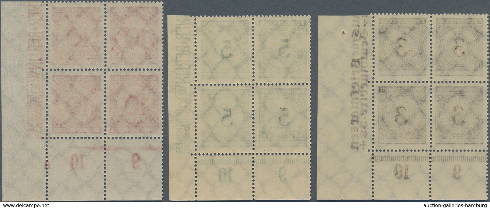 Deutsches Reich - Weimar: 1923, Freimarken Rentenpfennige 3 Pf Bis 100 Pf Im Luxus-Vierblocksatz, Ei - Unused Stamps