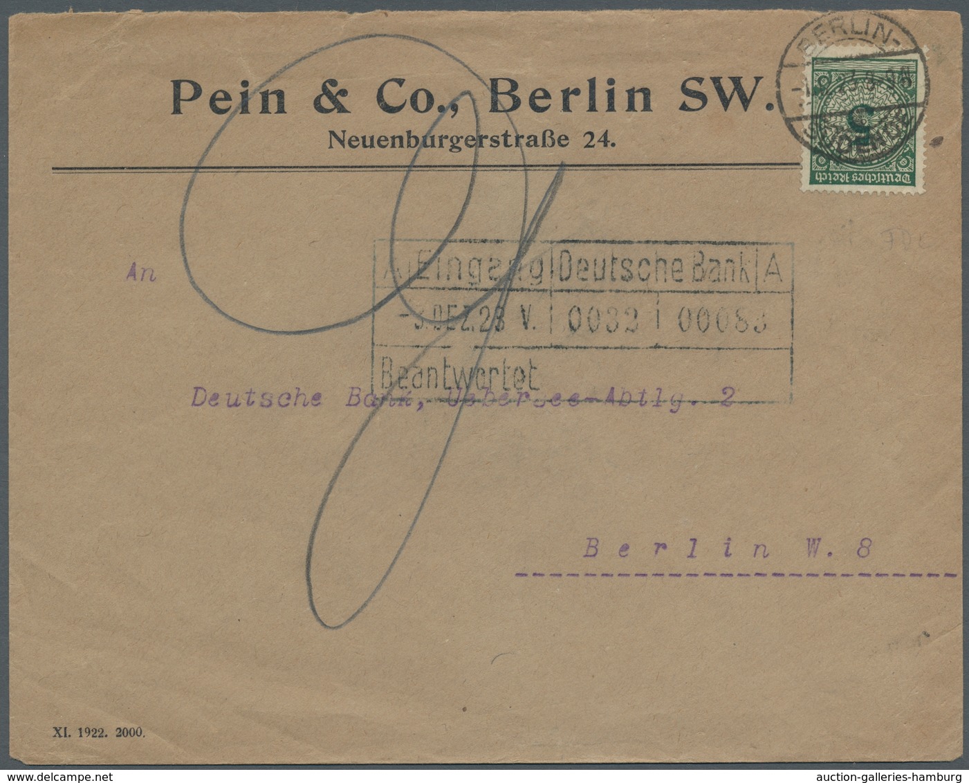 Deutsches Reich - Weimar: 1923, 5Pf. Einzelfrankatur Mit Ersttagstpl. Vom 1.12.23 Auf Bedarfsbrief - Ongebruikt
