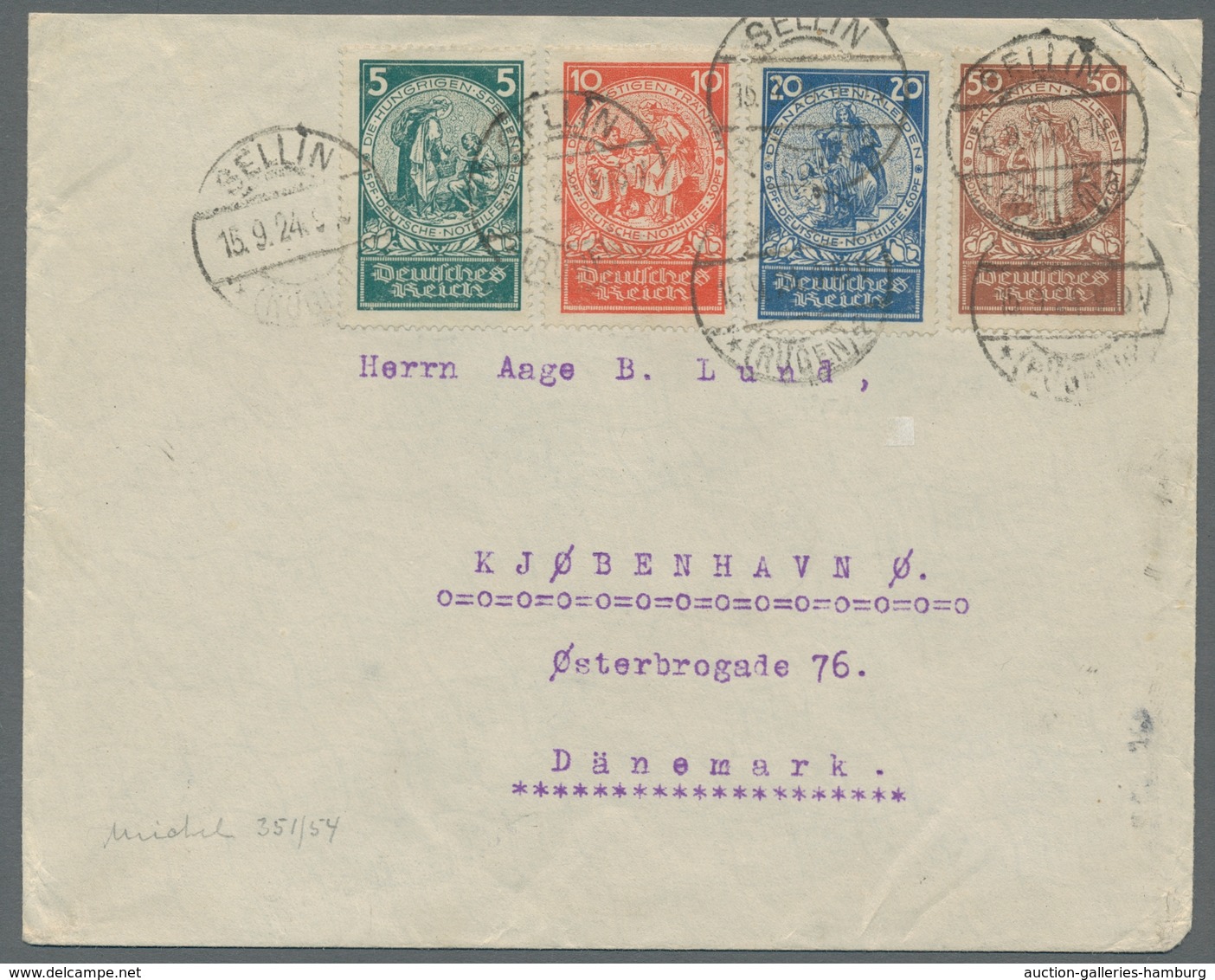Deutsches Reich - Weimar: 1924, "Nothilfe" Als Satzbrief Von SELLIN * (RÜGEN) A 15.9.24 Nach Kopenha - Nuevos