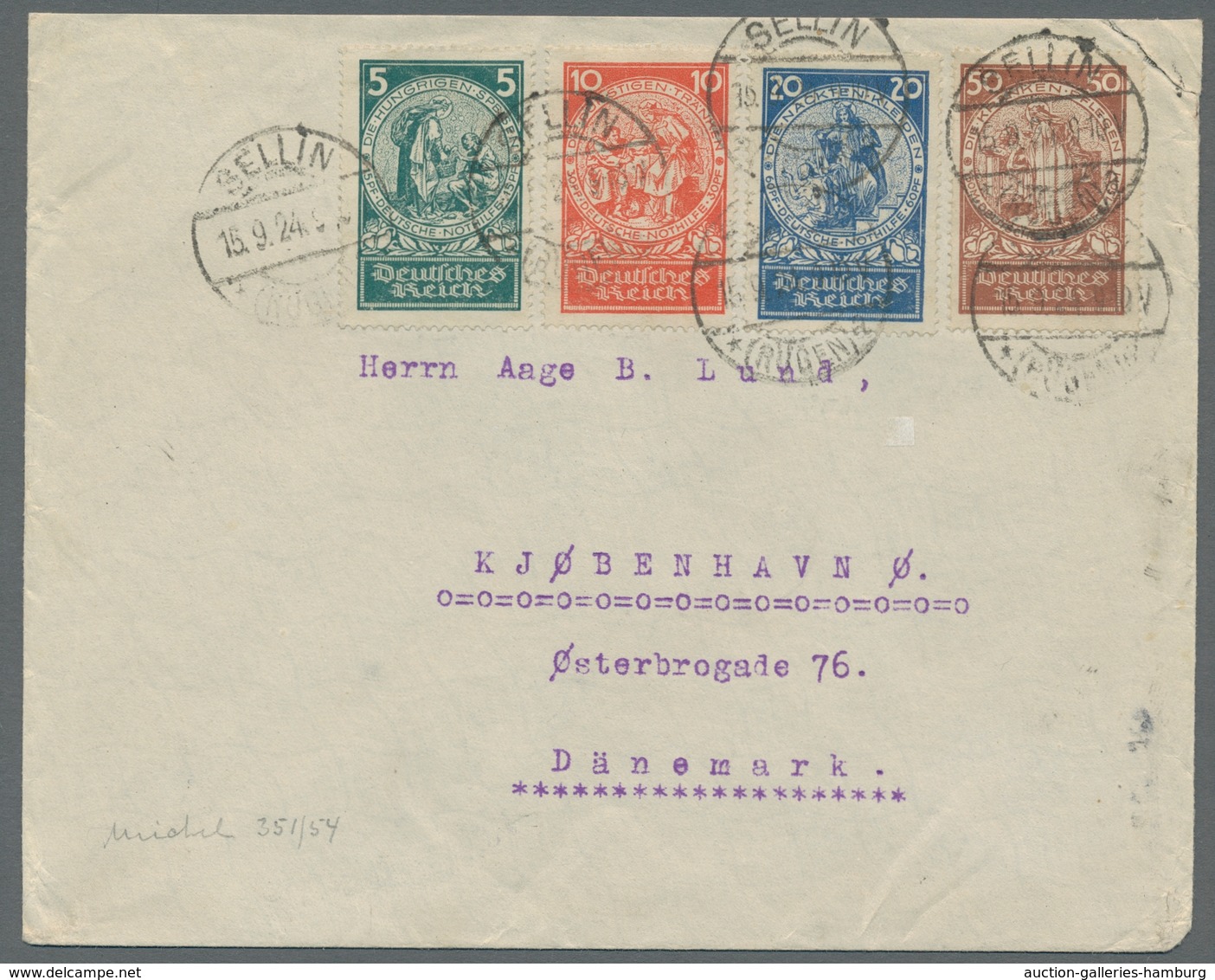 Deutsches Reich - Weimar: 1924, "Nothilfe" Als Satzbrief Von SELLIN * (RÜGEN) A 15.9.24 Nach Kopenha - Unused Stamps