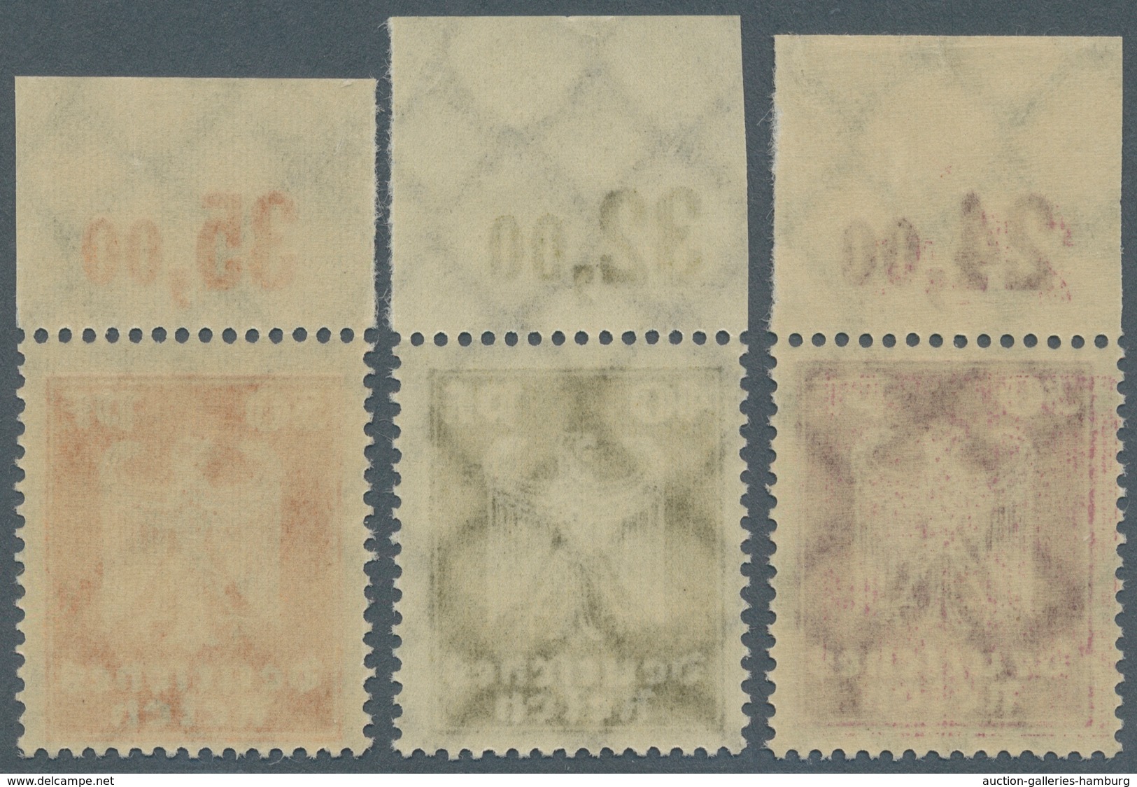 Deutsches Reich - Weimar: 1924, 30 Bis 50 Pf Reichsadler Vom Oberrand Je Plattendruck, Einwandfrei P - Unused Stamps
