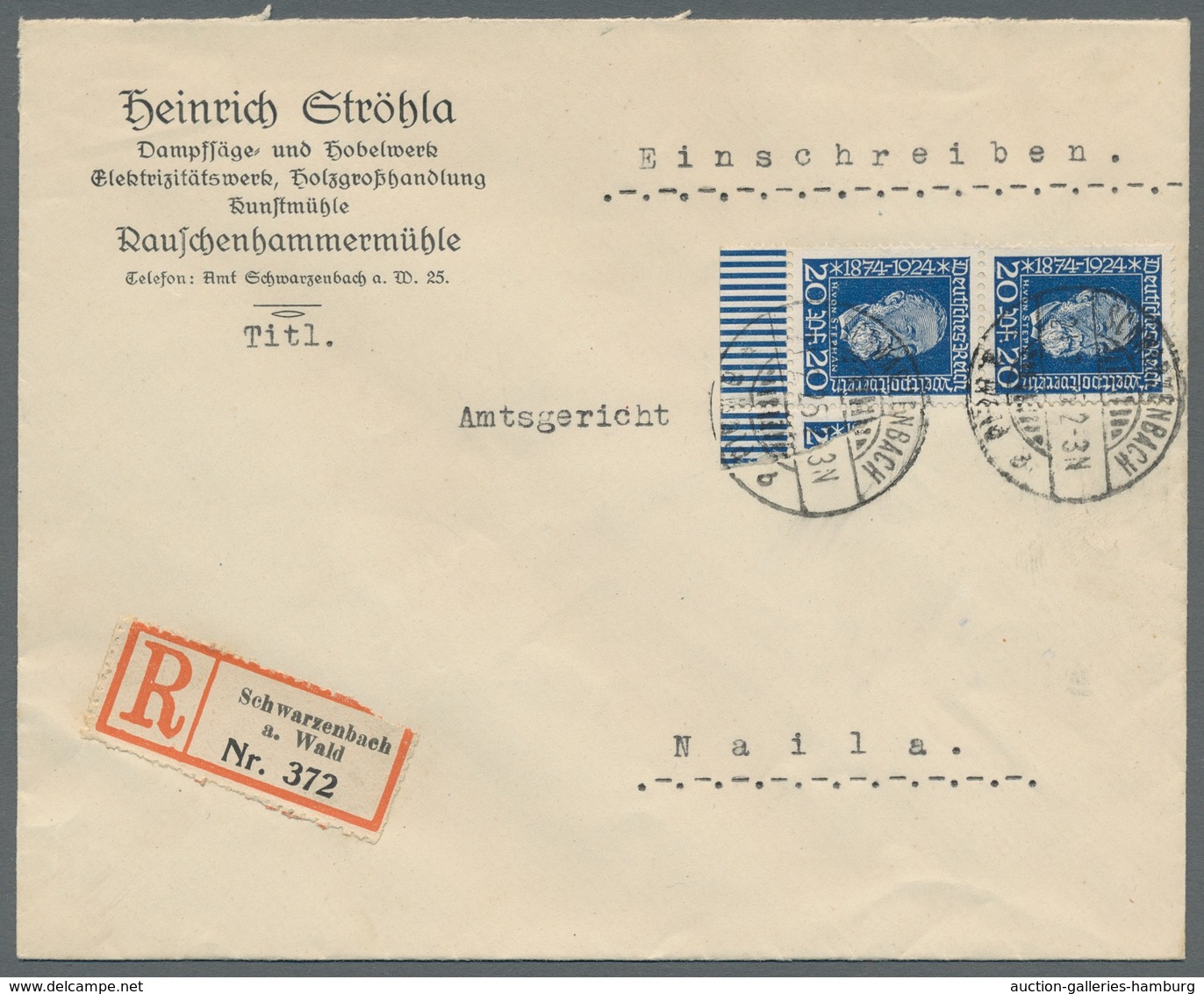 Deutsches Reich - Weimar: 1924, "Stephan/50 Jahre UPU", hübsche Zusammenstellung von fünf frankierte