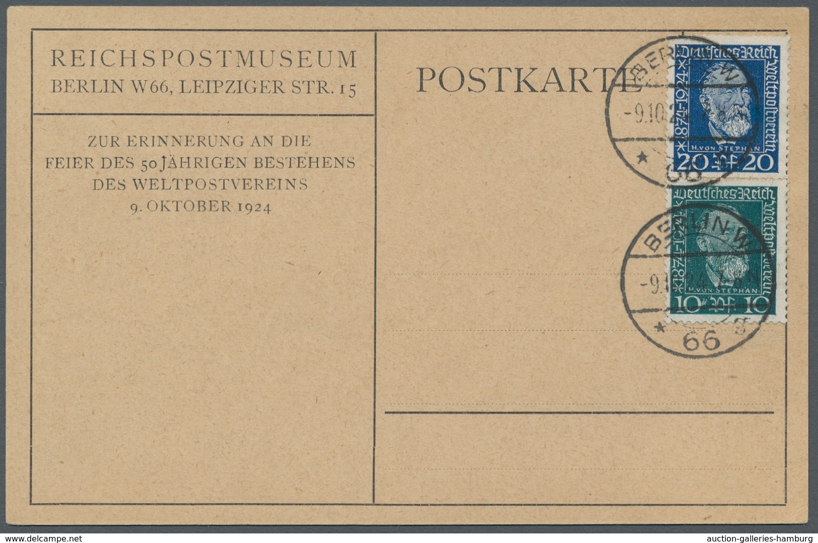 Deutsches Reich - Weimar: 1924 Weltpostverein Beide Werte Stephan, Als FDC Blanko Gest.vom 9.10.24 A - Unused Stamps