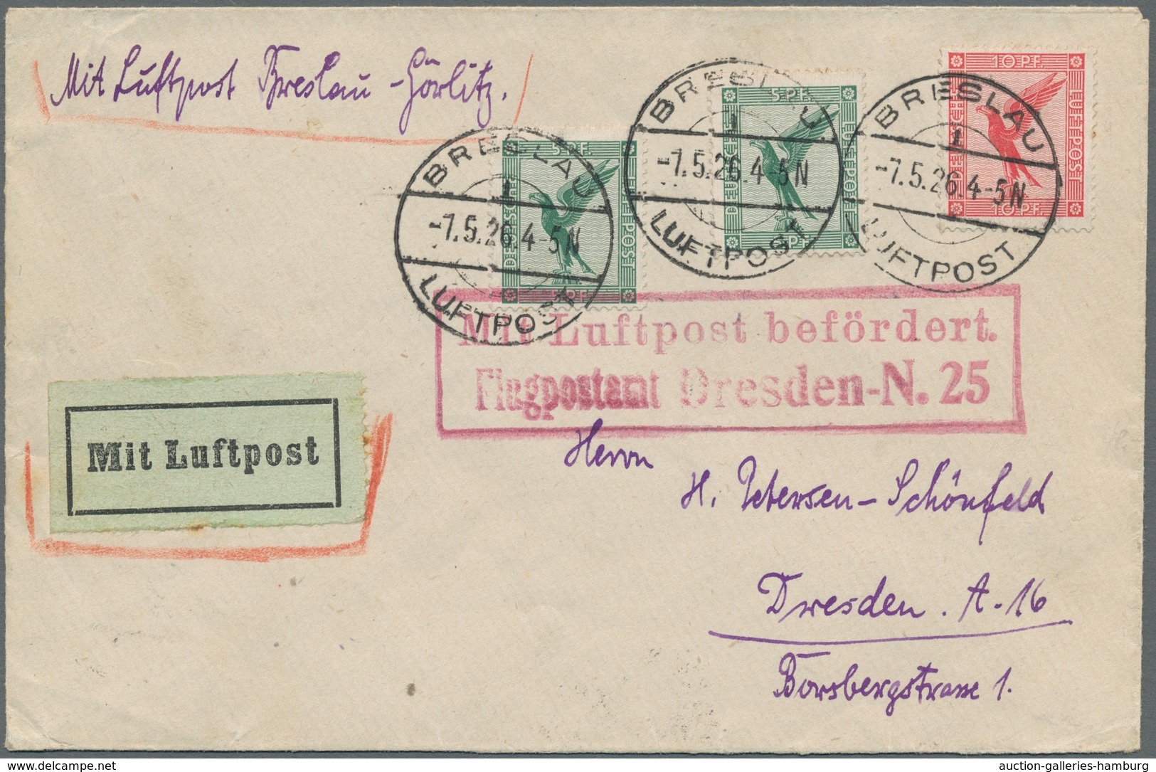 Deutsches Reich - Weimar: 1926-1932, Partie Von 6 Luftpostbelegen, Davon 4 Mit Verschiedenen Luftpos - Nuevos