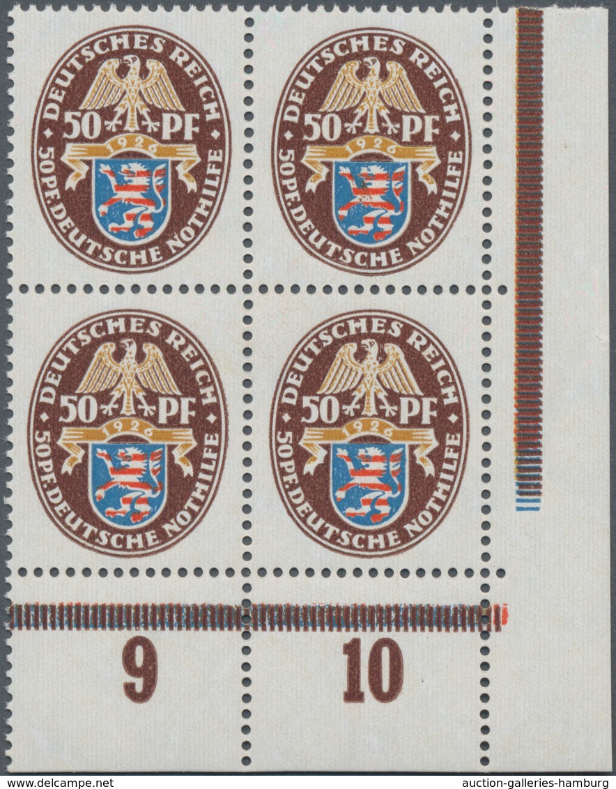 Deutsches Reich - Weimar: 1926, Deutsche Nothilfe: Landeswappen, Ungefaltete Luxus-Viererblocks Aus - Unused Stamps