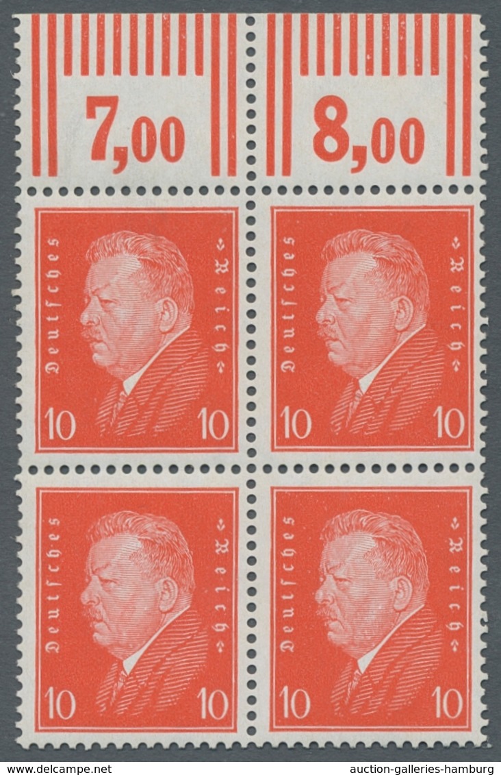 Deutsches Reich - Weimar: 1928, "10 Pfg. Ebert", Postfrischer Oberrandviererblock Mit Zweimal Walzen - Unused Stamps