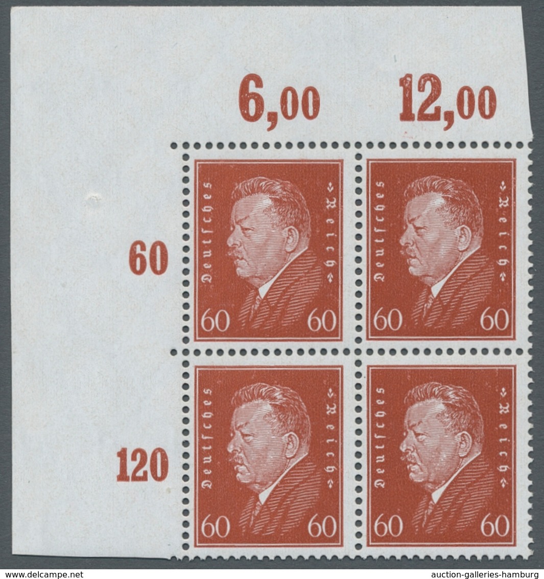 Deutsches Reich - Weimar: 1928, "60 Pfg. Ebert", Postfrischer Eckrandviererblock Mit Zweimal Platten - Nuevos