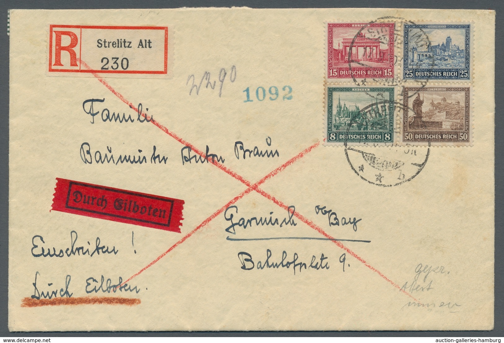 Deutsches Reich - Weimar: 1930, "IPOSTA"-Herzstück Auf Eil-R-Brief Mit Seltener Tagesstempelentwertu - Unused Stamps