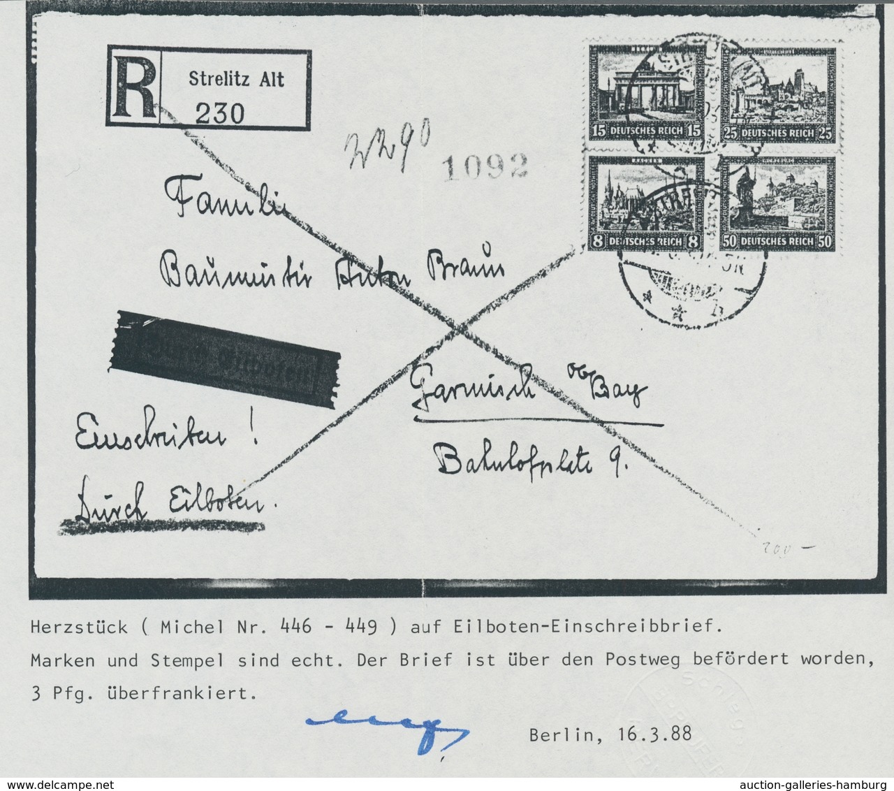 Deutsches Reich - Weimar: 1930, "IPOSTA"-Herzstück Auf Eil-R-Brief Mit Seltener Tagesstempelentwertu - Unused Stamps