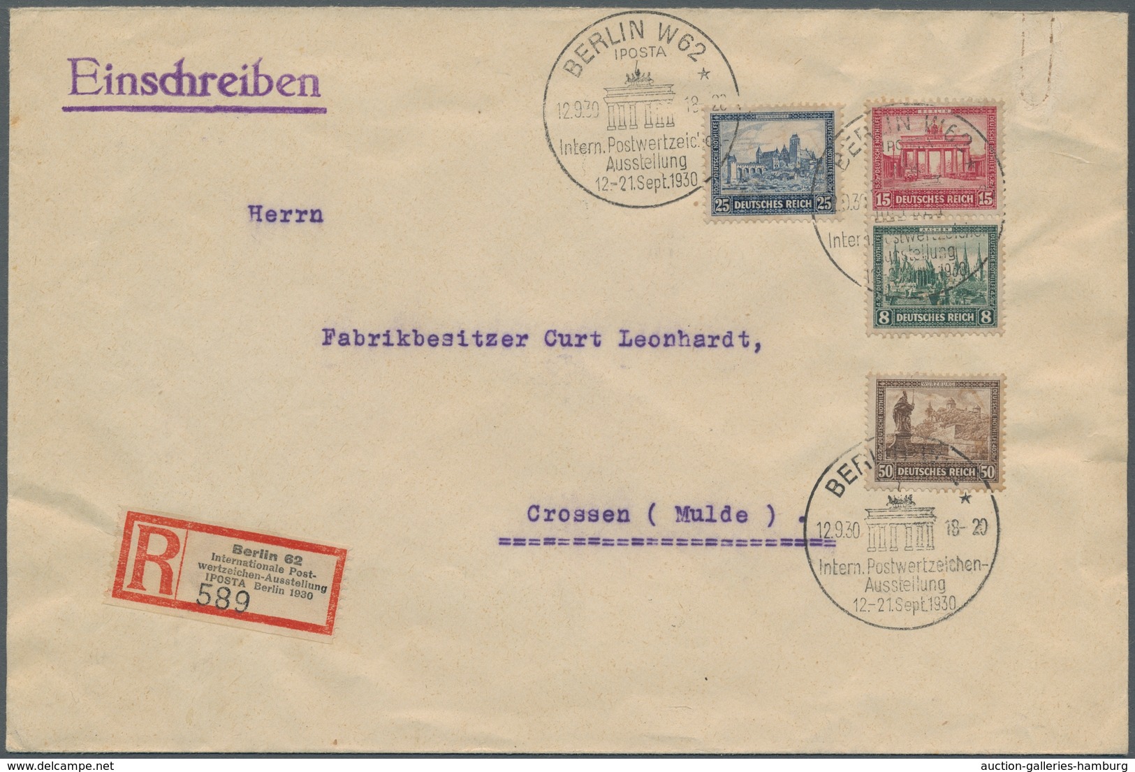 Deutsches Reich - Weimar: 1930, Alle 4 Werte Aus Dem IPosta Block Auf Ausstellungs-R-Brief Mit Erstt - Unused Stamps
