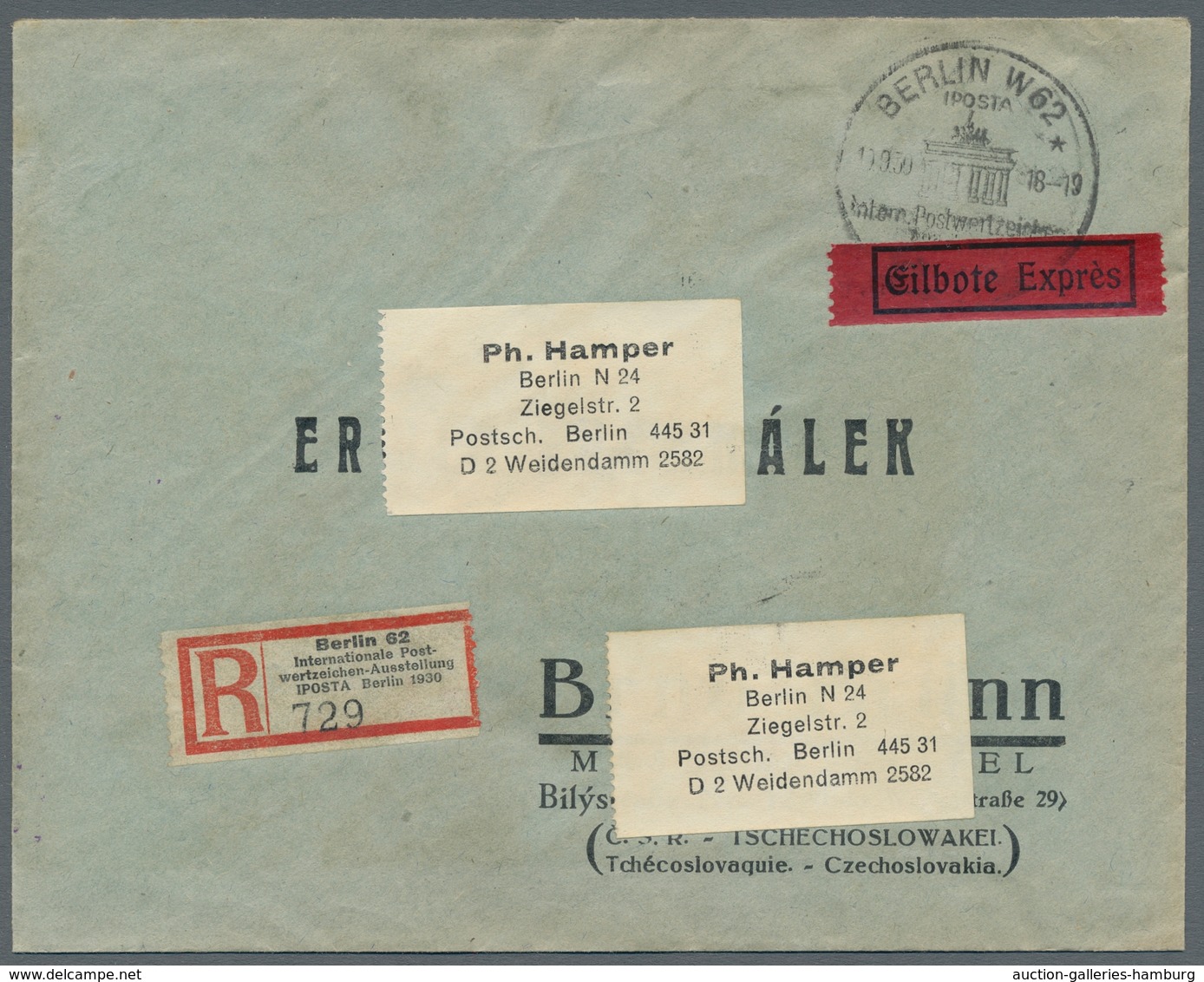 Deutsches Reich - Weimar: 1930, "IPOSTA"-Block Rs. Mit SST Auf Orts-Eil-R-Brief In Guter Erhaltung, - Unused Stamps