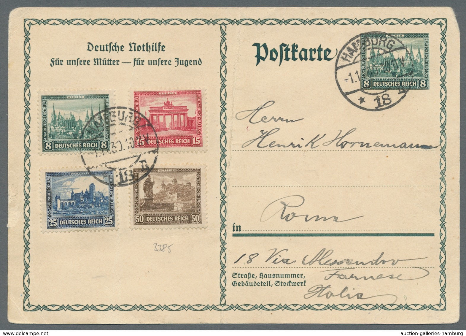 Deutsches Reich - Weimar: 1930, "Nothilfe" Komplett Auf Ausgabegleicher Ganzsache Mit Ersttagsstempe - Unused Stamps