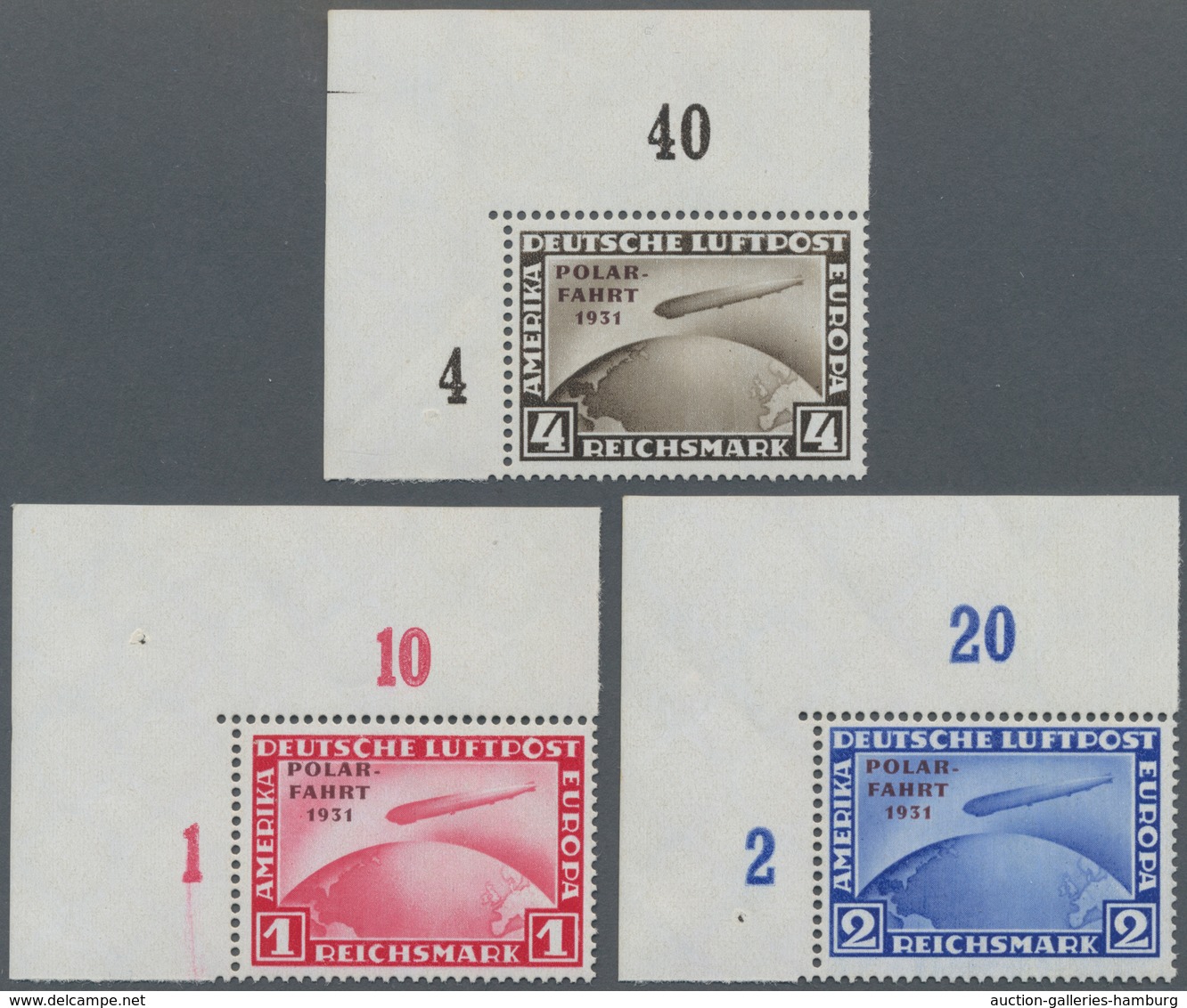 Deutsches Reich - Weimar: 1931. Polarfahrt. Postfrischer, Ungefalteter Luxus-ER-Satz Oben Links ("Ri - Unused Stamps