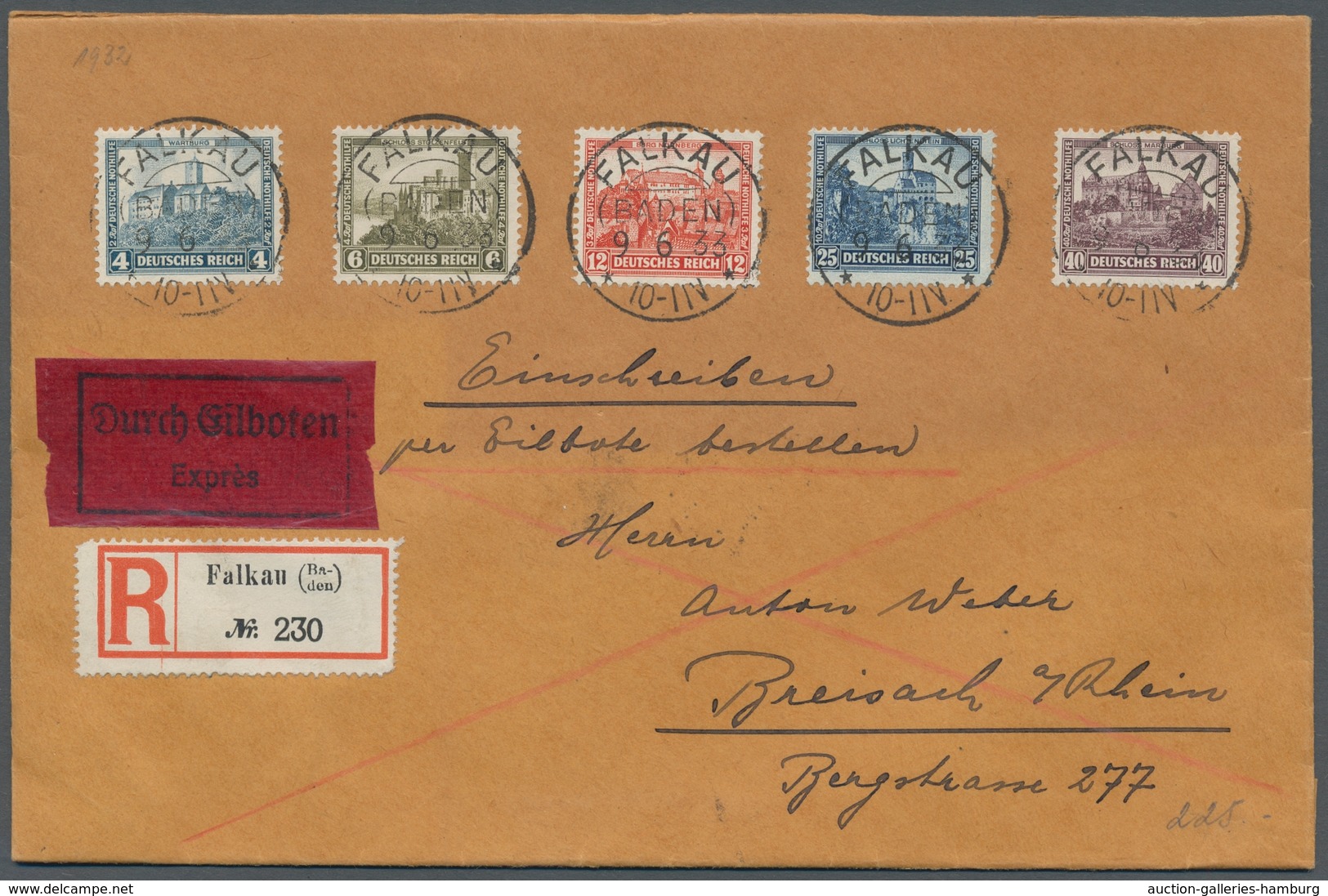 Deutsches Reich - Weimar: 1931-32, "Nothilfe Bauwerke II-IV" Komplett Auf Zwei Satz-Eil-R-Briefen In - Unused Stamps