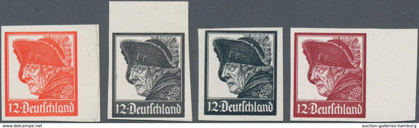 Deutsches Reich - 3. Reich: 1928 (ca) Dr. Eckerlin Probedrucke "12 Pfg Deutschland" Mit Abbildung Vo - Sonstige & Ohne Zuordnung