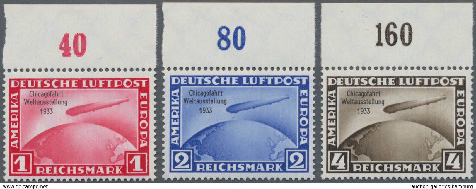 Deutsches Reich - 3. Reich: 1933. Chicagofahrt. Ungefalteter, Postfrischer Luxus-Oberrand-Satz, Unsi - Sonstige & Ohne Zuordnung