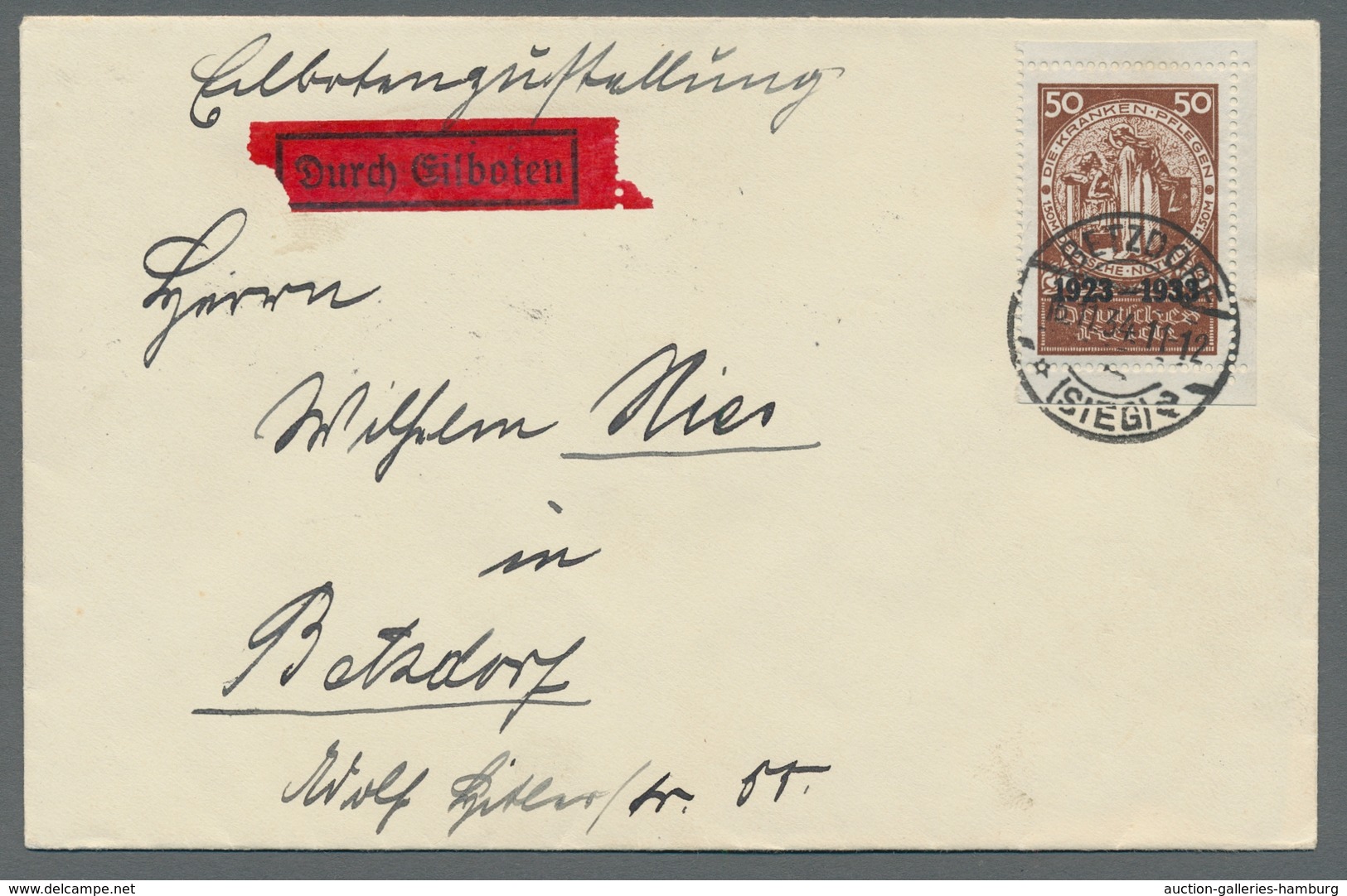 Deutsches Reich - 3. Reich: 1933, "Nothilfe", 5 Bis 20 Pfg. Zusammenhängend (Mi. BL W) Sowie 50 Pfg. - Sonstige & Ohne Zuordnung