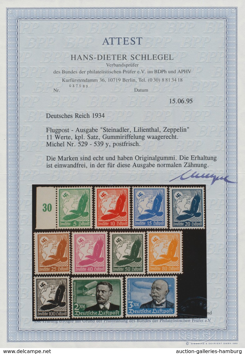 Deutsches Reich - 3. Reich: 1934, Flugpost Kompletter Satz, Waagerechte Riffelung, Postfrisch, Unsig - Otros & Sin Clasificación