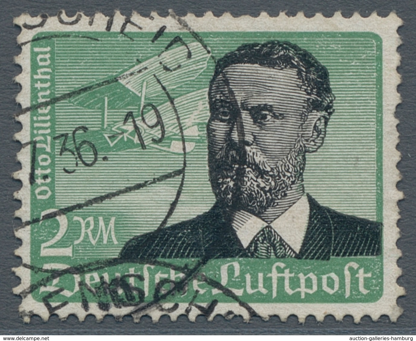 Deutsches Reich - 3. Reich: 1934, Otto Lilienthal 2 Mark Luftpostmarke Mit Waagerechter Gummiriffelu - Autres & Non Classés